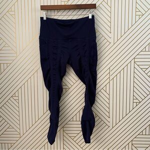 Sweetflexx Pockets Hi-Rise Resistance Leggings Navy Blue 12 high rise slimming